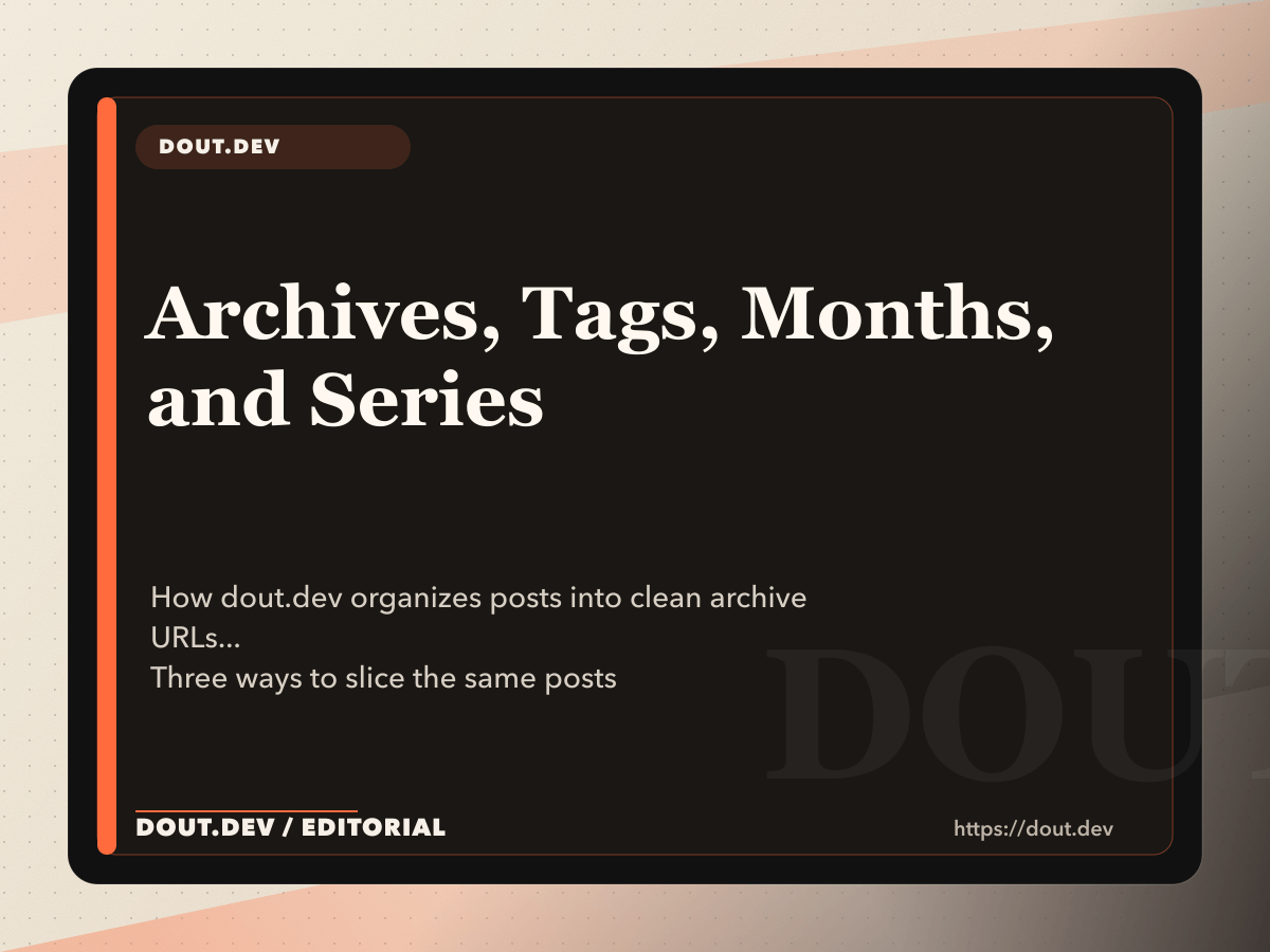 Archives, Tags, Months, and Series