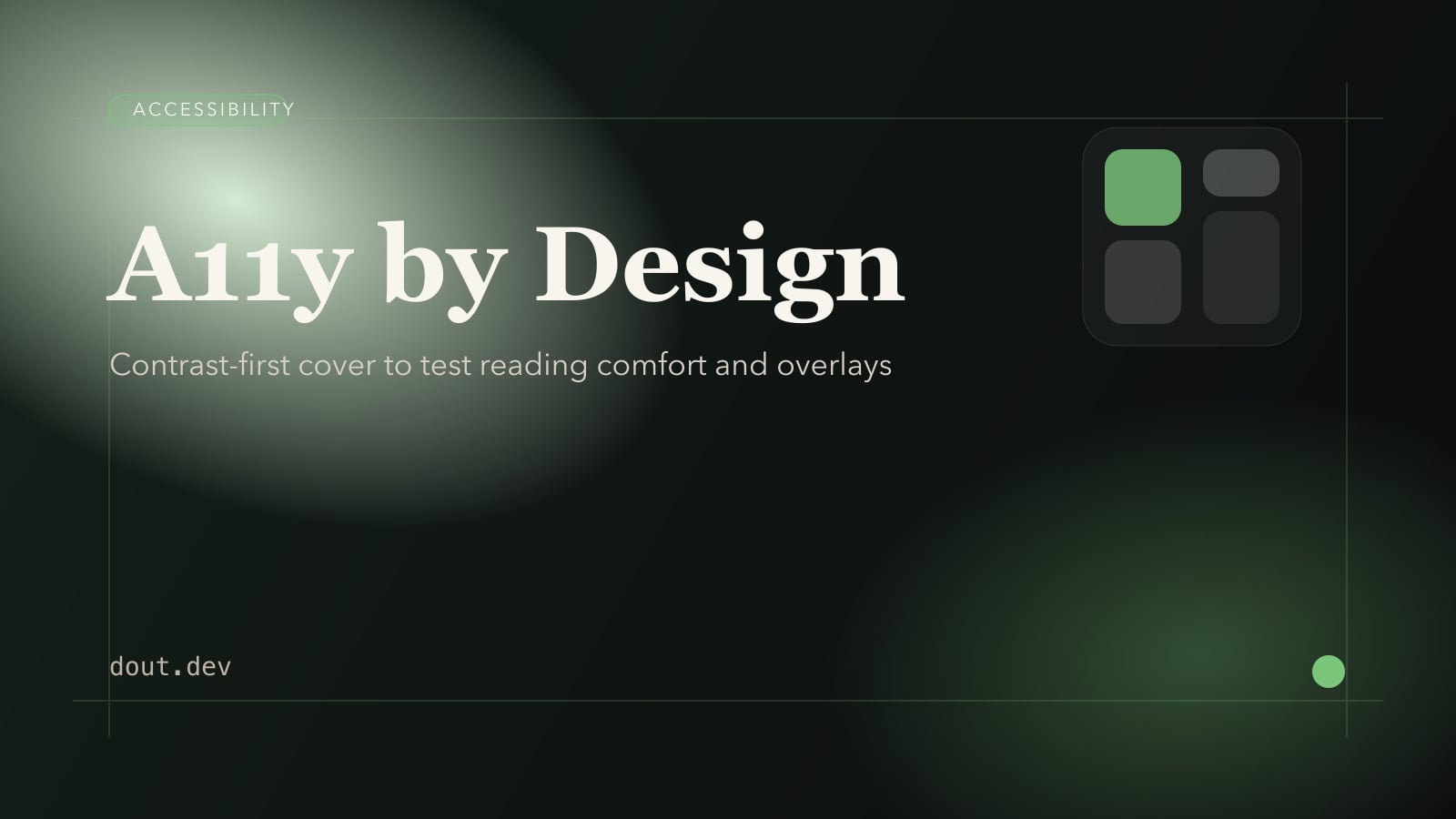 Green accessibility-themed cover used to validate article hero readability and contrast